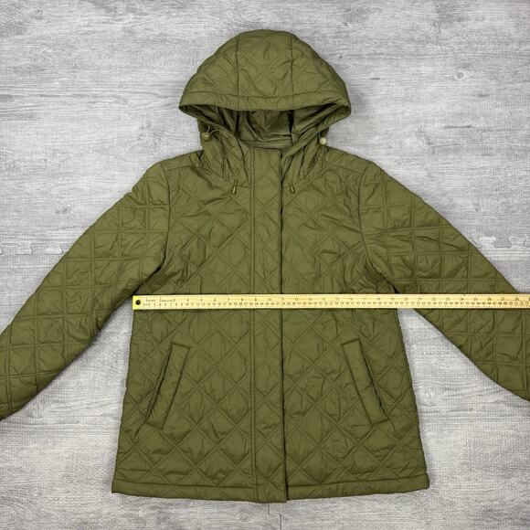 Madewell Womens XS Airpuff Quilted Packable Puffer Black Jacket TUNDRA Green EUC - Picture 2 of 8